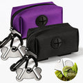 2 Pack Dog Poop Bag Holder for Leash Attachment - Waste Bag Dispenser for Leash - Fits Any Dog Leash - Portable Set with 1 Hand Free Holder Metal Carrier - Black&Purple