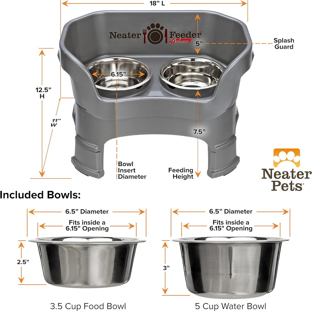 Neater Feeder Deluxe with Leg Extensions (Medium, Gunmetal Grey)