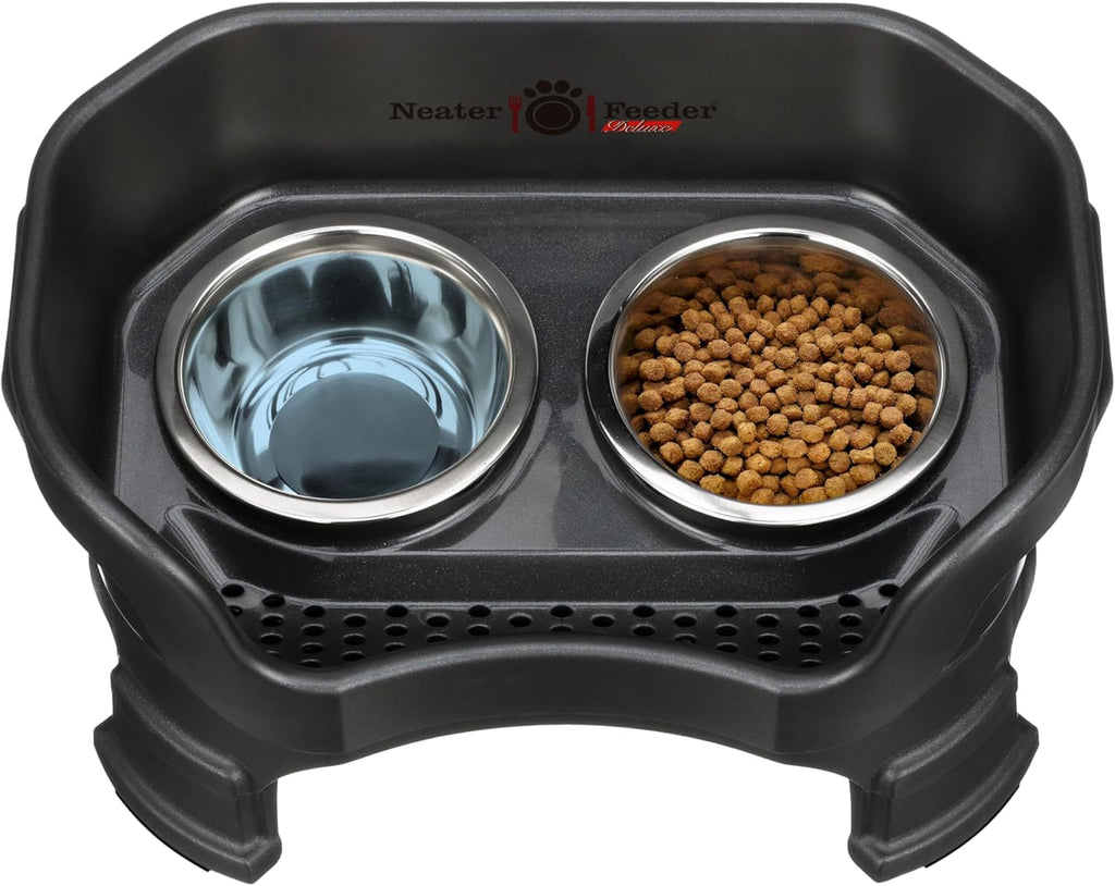 Neater Feeder Deluxe with Leg Extensions (Small, Midnight Black)